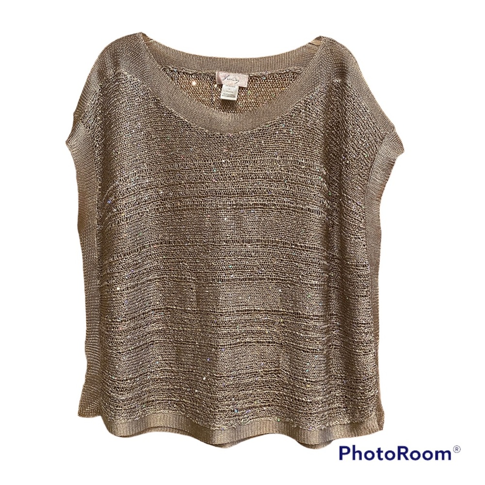 Freeway Sequined Tan Sweater Vest